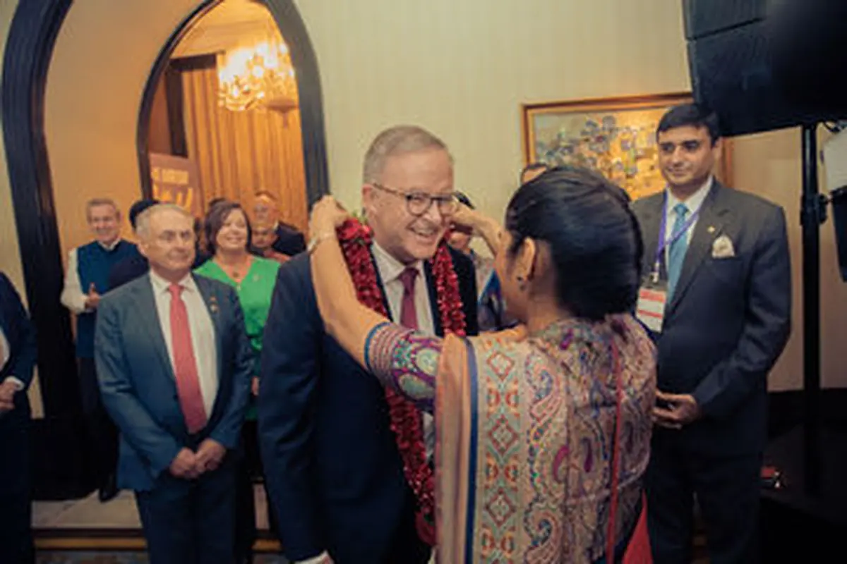 Official media moment during the Prime Minister of Australia's Mumbai visit